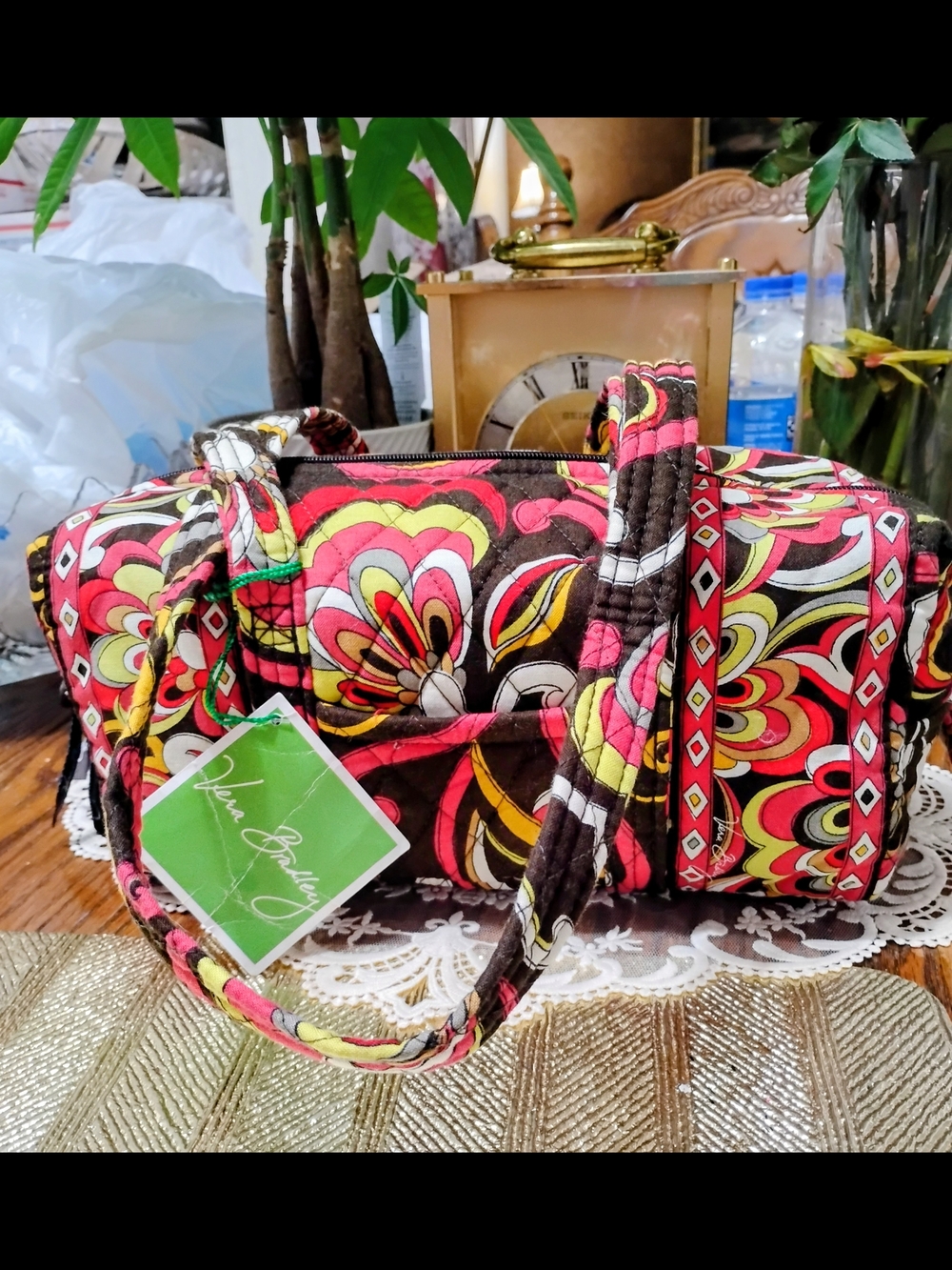 Vera Bradley Pink, Yellow & Brown Quilted Floral Shoulder Bag
